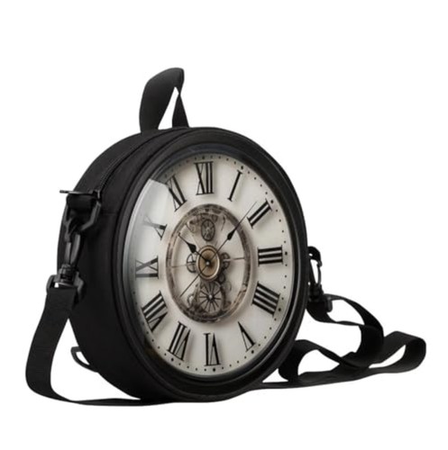 Round clock shape shoulder bag - round,